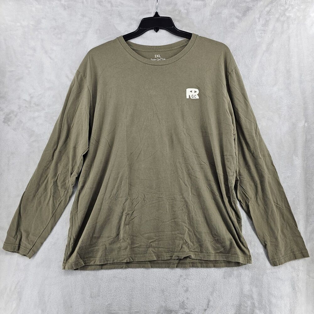Random Golf Club T-Shirt Mens 2XL‎ Olive Green Long Sleeve Graphic Tee Cotton
